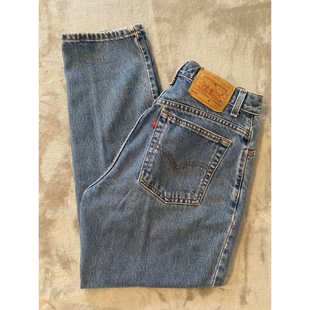 VTG Levi's Jeans Sz 10 S Faded Blue 550 Relaxed Fit Tapered Leg‎ High Rise 90s